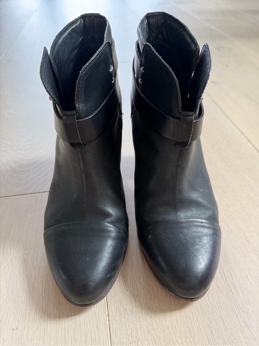 rag & bone Black Leather Ankle Heeled Boots